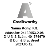 SAUNA KING ist ein finanziell solides Unternehmen, das auf dem BISNODE-Rating basiert.